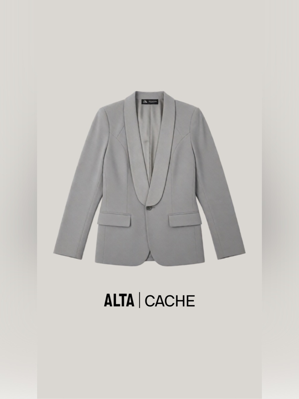 Cache Light blue/Gray Lapel Collar Blazer with Hook-eye closure